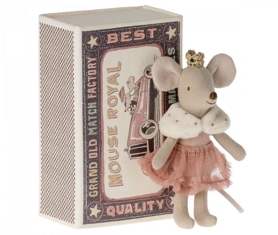 Maileg Princess Mouse, Little Sister in Matchbox, Rose