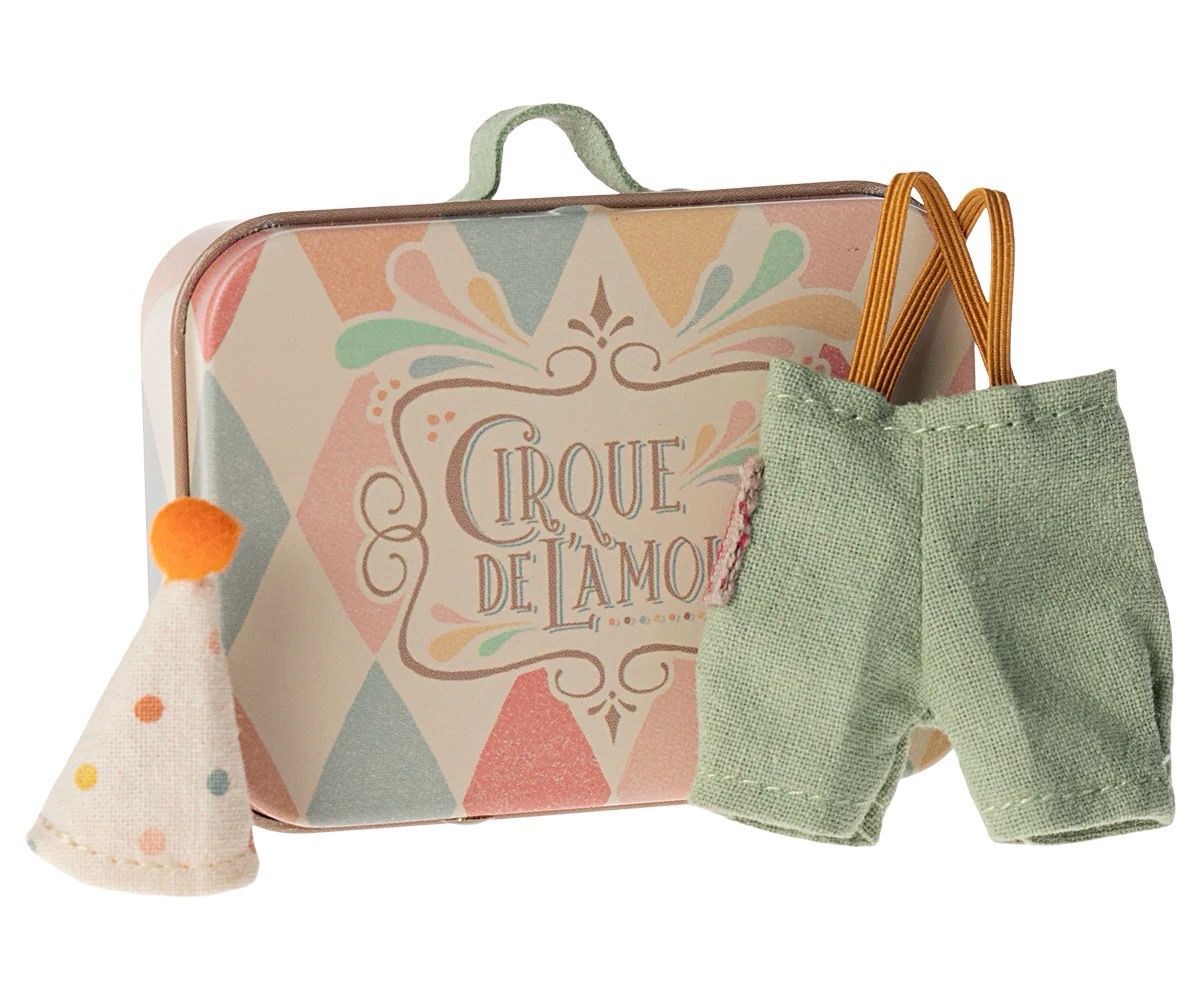 Maileg Clown Clothes in Suitcase, Little Brother Mouse