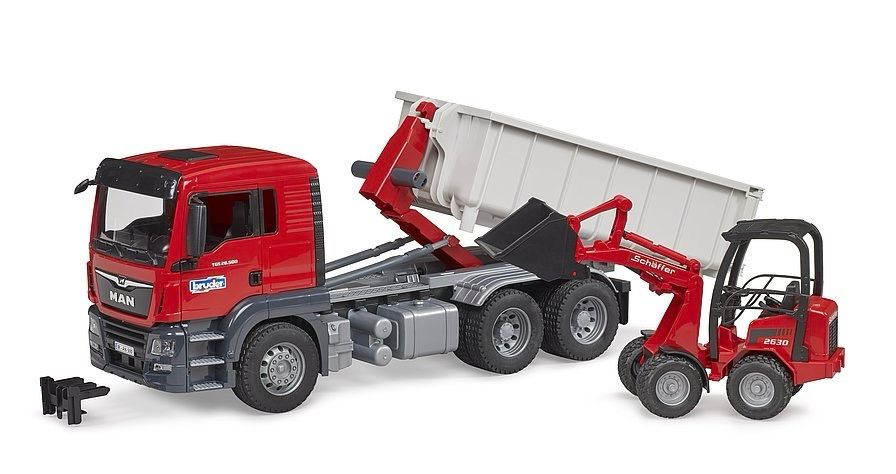 Bruder MAN TGS  Truck W Roll Off Container w Compact Loader