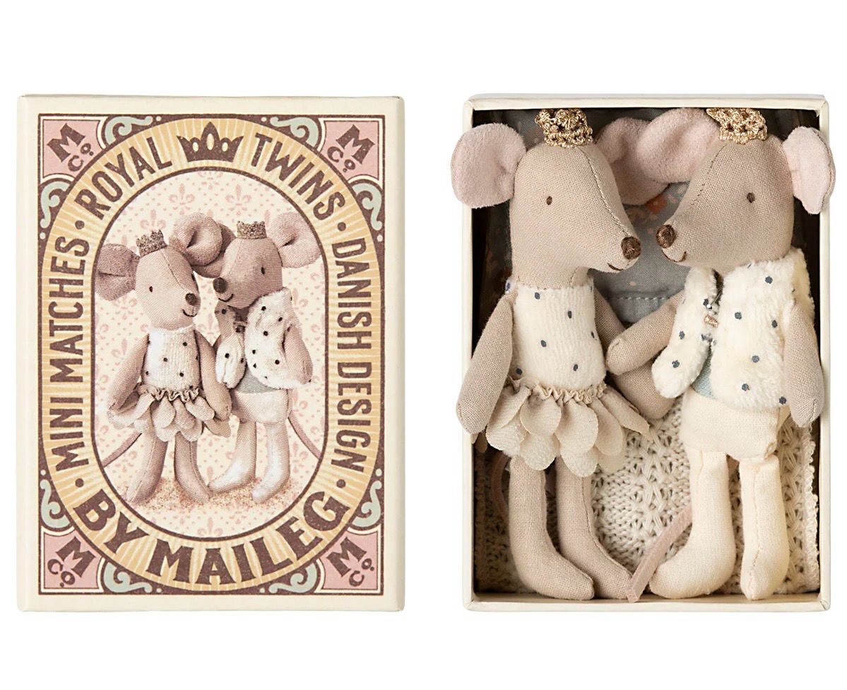 Maileg Royal Twins, Little Sister &amp; Brother in Matchbox