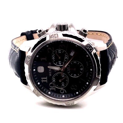 Wenger Black Leather Strap Watch Wenger Black Leather Strap Watch