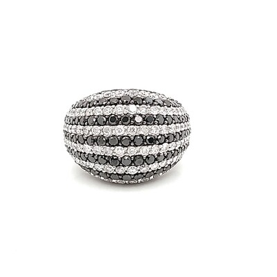 Ladies Black & White Diamond Dome Ring Ladies Black & White Diamond Dome Ring