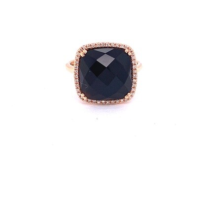 Ladies Rose Gold Onyx & Diamond Ring Ladies Rose Gold Onyx & Diamond Ring
