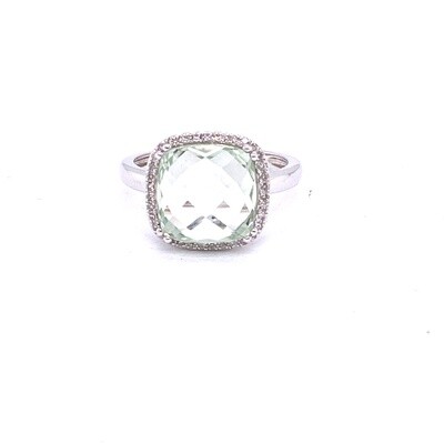 Ladies White Gold Green Amethyst Ring Ladies White Gold Green Amethyst Ring