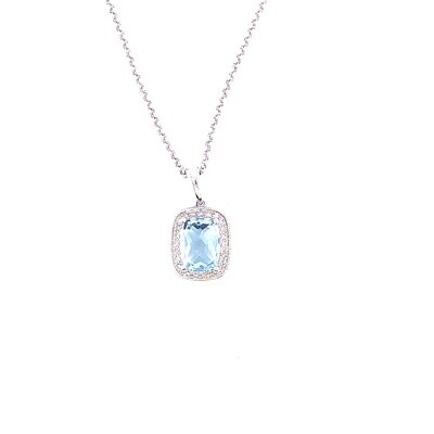 Ladies White Gold Blue Topaz Necklace Ladies White Gold Blue Topaz Necklace