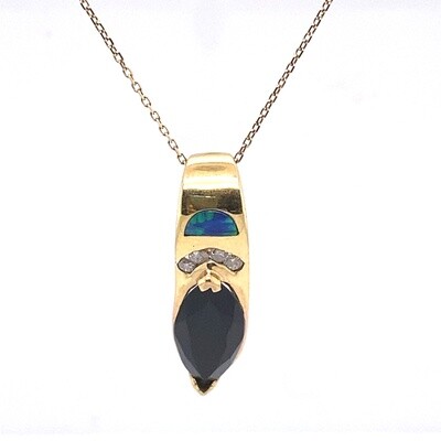 Ladies Yellow Gold Onyx Necklace Ladies Yellow Gold Onyx Necklace
