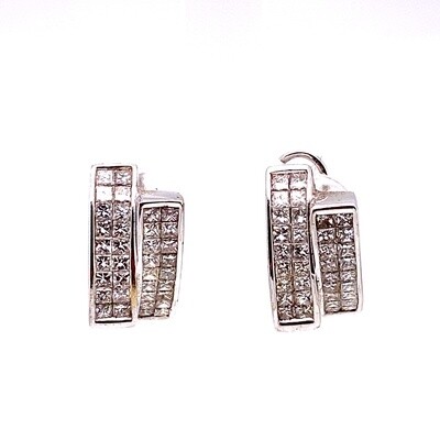 Ladies White Gold Princess Cut Diamond Earrings Ladies White Gold Princess Cut Diamond Earrings