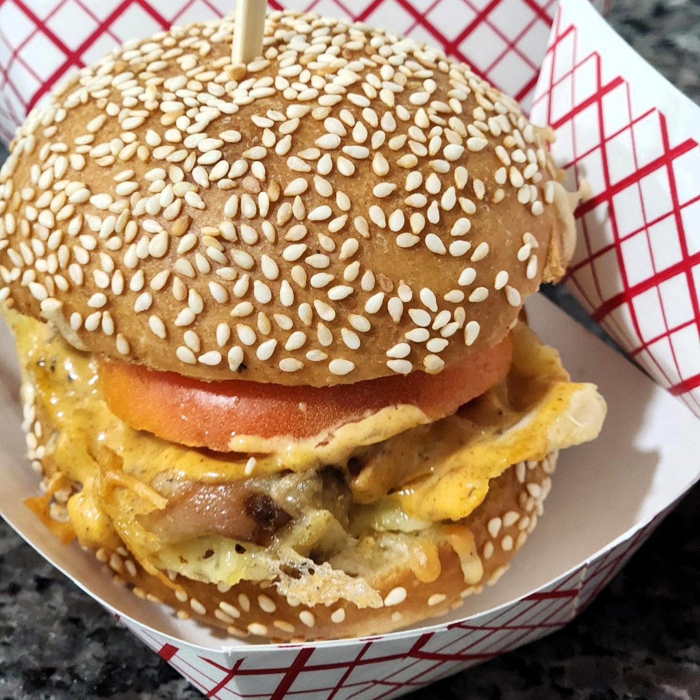 Breakfast chicken burger