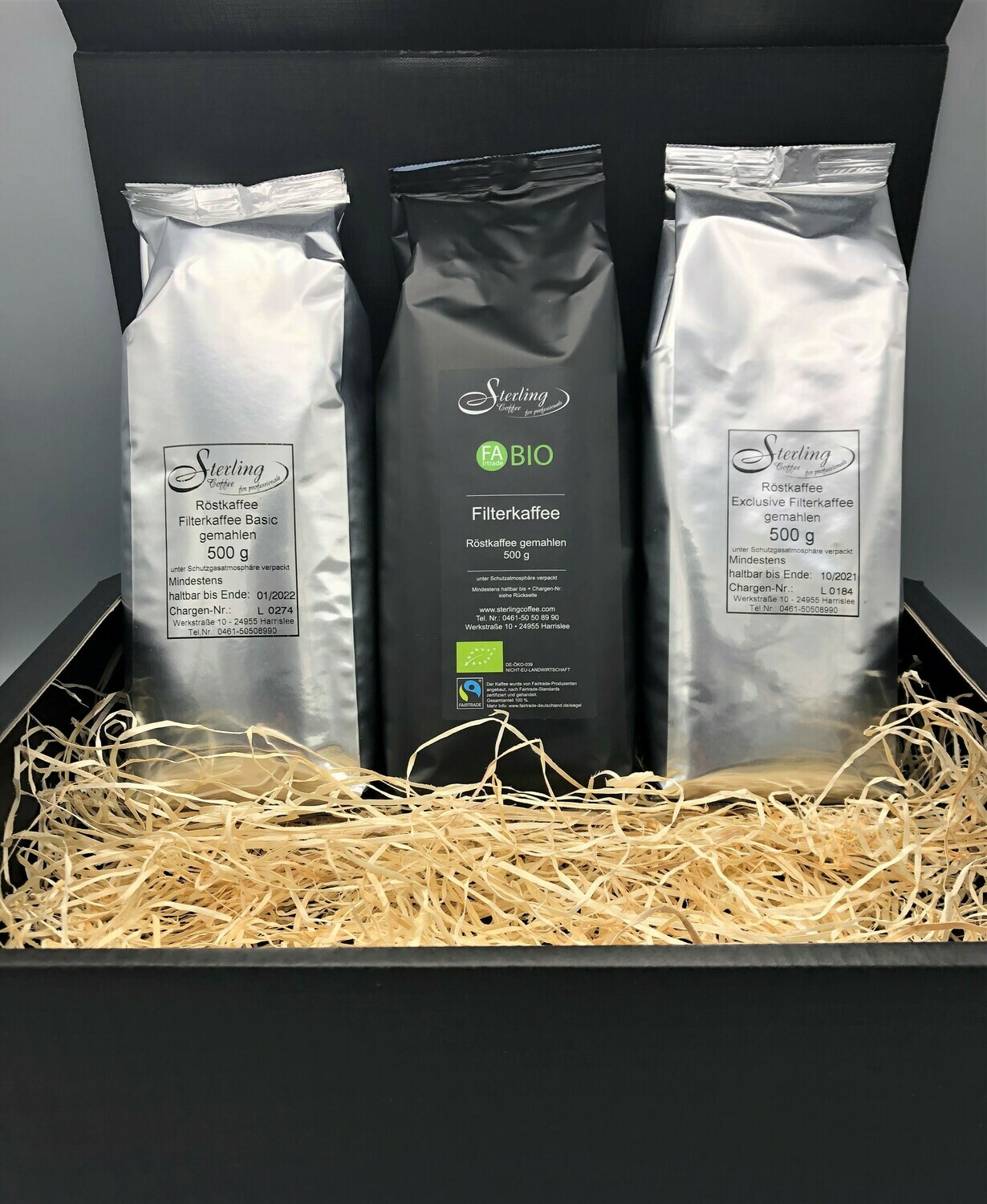 Sterling Coffee Filterkaffee Präsent Box, 3x 500g