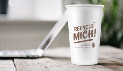RECYCLE MICH Coffee-to-go-Becher 200ml/8oz,
50 Stück