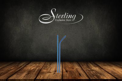 Trinkhalme aus Edelstahl, blau 20 Stück