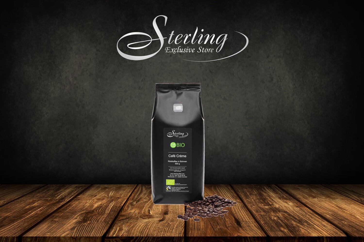 Sterling Coffee FaBio Fairtrade BIO Café Crème, ganze Bohne, 500g