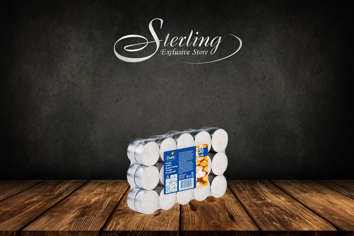 DUNI Teelichte, 6 Std. Ø 39 mm 6 Std. Weiß, 30 Stück