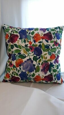 Watercolour style floral cushion