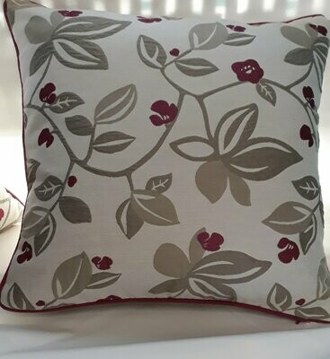 Cream and Fuchsia Leaf Design Cushion