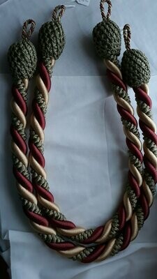 Green, Red and Gold Rope Tieback