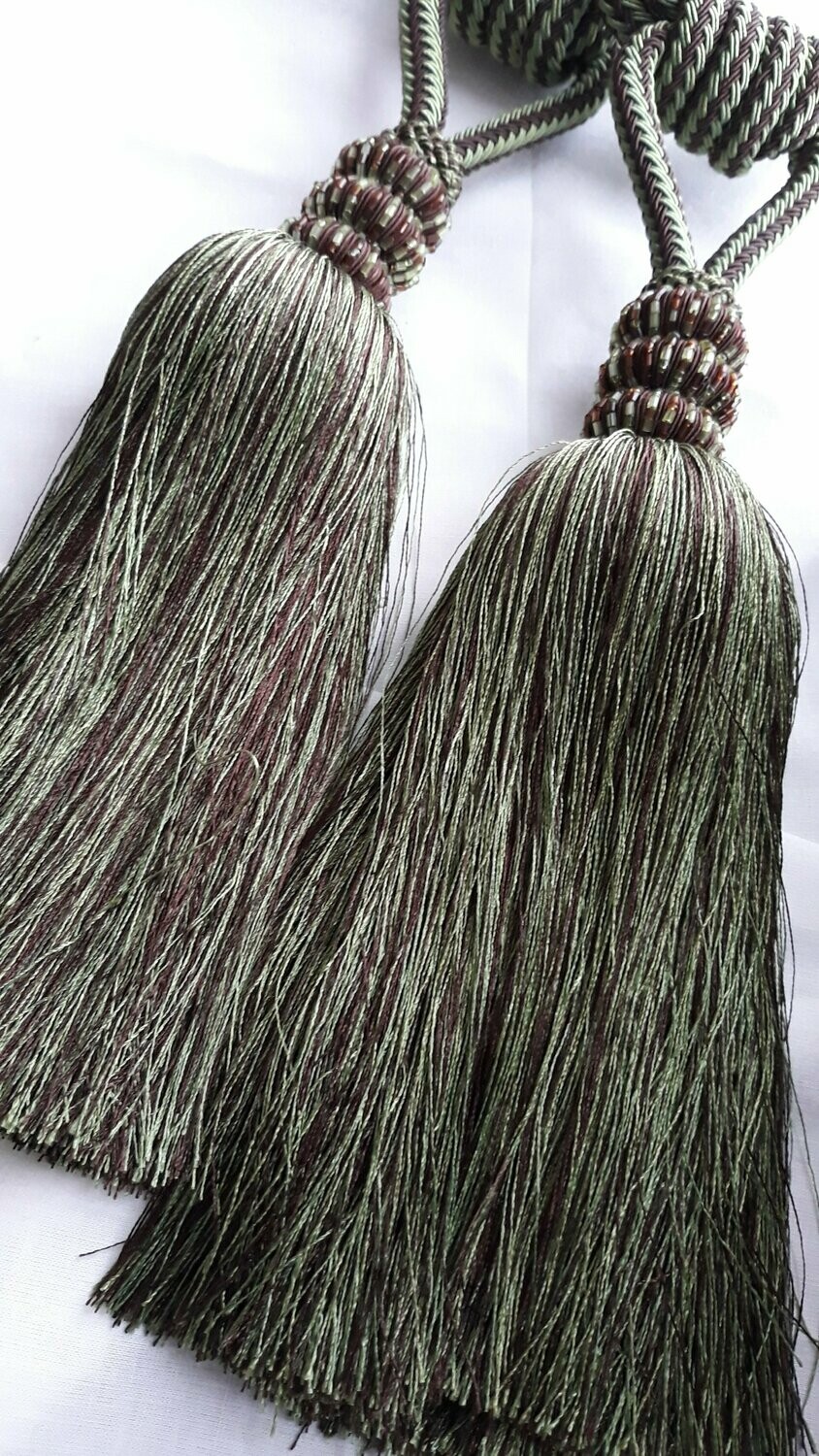 Striped Green Tassel Tieback