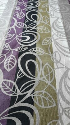 Striped Leaf Print Fabric