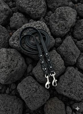 Fettlederzügel mit Fischleder und Glitzersteinchen