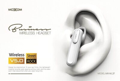 Moxom MX-WL37 In Ear Bluetooth Hi Quality Sound Headset - White
