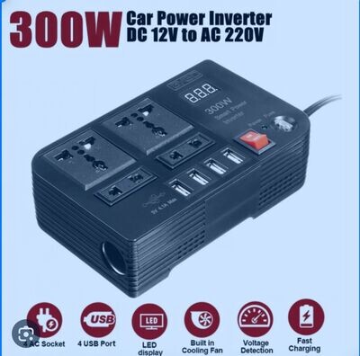 300W Car Power Inverter, DC 12V to 220V AC