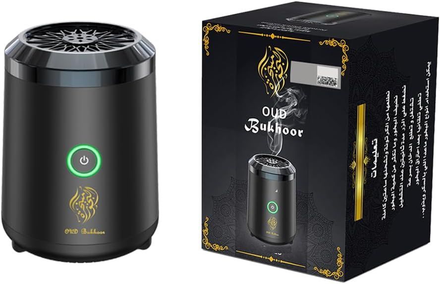 Portable Oud Bukhoor Burner – USB Rechargeable Arabic Incense Diffuser with Elegant Design, Long-Lasting Fragrance for Home, Car, and Office