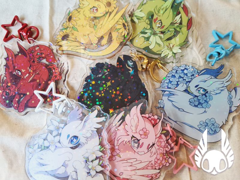 Solstryx FLOWER SERIES Keychain Charm - Gacha Blind Box Grab Bag Game Accessory for Bags &amp; Pouches | Original Fantasy Species