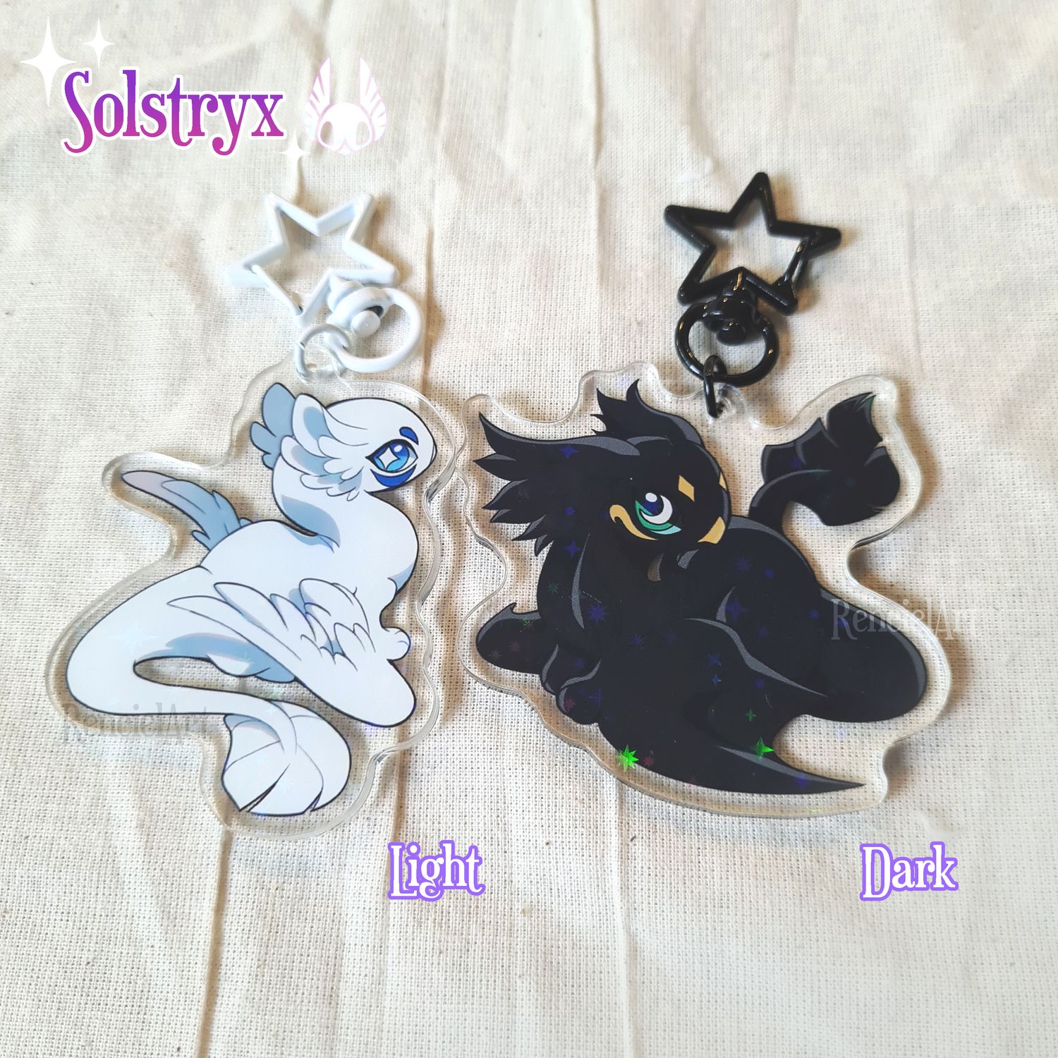 Solstryx Acrylic Keychain Charms | Cute Keyring for Fantasy Dragon Wyvern Lovers | Gift for him and her