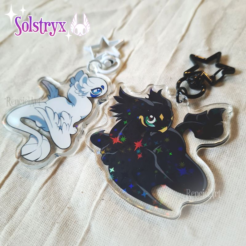 Solstryx Acrylic Keychain Charms | Cute Keyring for Fantasy Dragon Wyvern Lovers | Gift for him and her