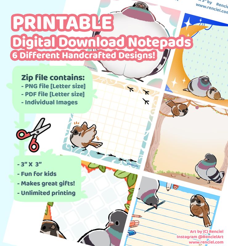 Pigeon &amp; Sparrow Printable Memo Notepad | Pad, Stationery, To-do list, Prints, Stickers, Paper, Notes