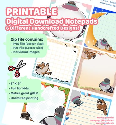 Pigeon &amp; Sparrow Printable Memo Notepad | Pad, Stationery, To-do list, Prints, Stickers, Paper, Notes