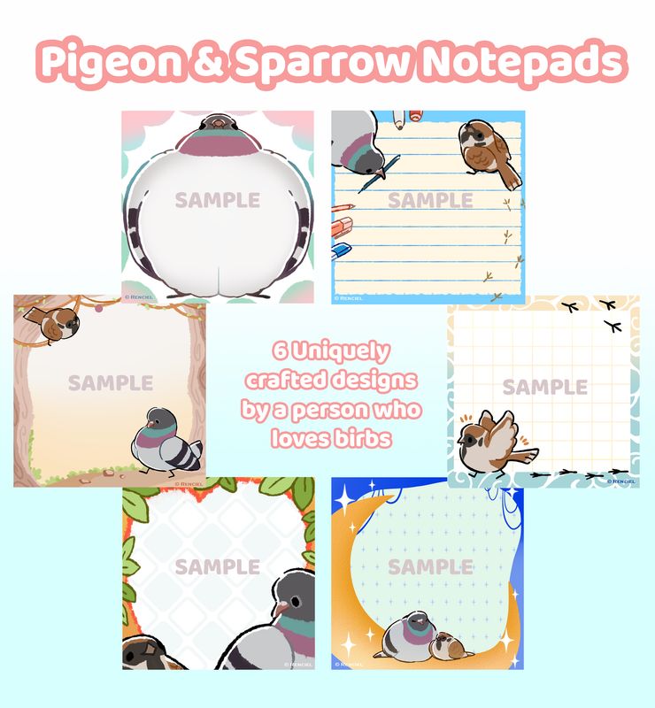 Pigeon &amp; Sparrow Printable Memo Notepad | Pad, Stationery, To-do list, Prints, Stickers, Paper, Notes