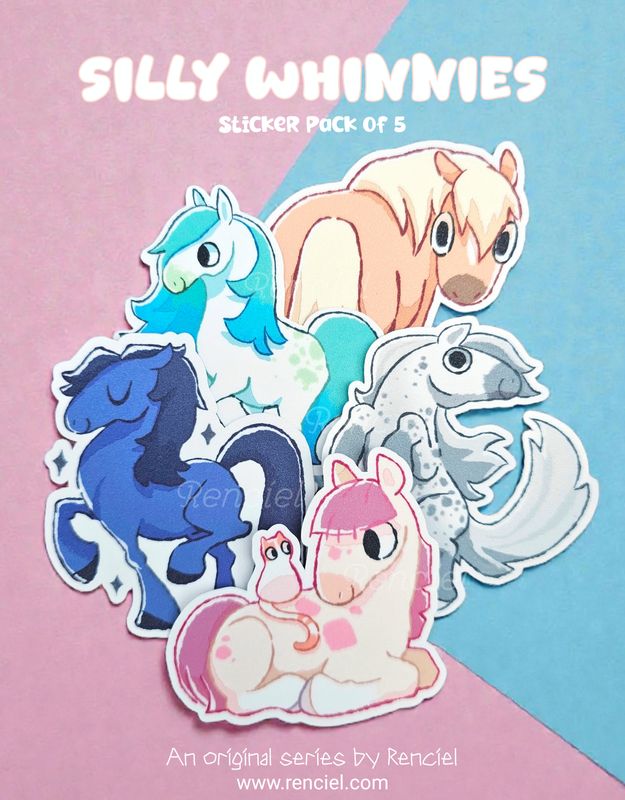 Silly Whinnies Horse Sticker Pack: Glittery Waterproof Decals for Laptops, Water Bottles