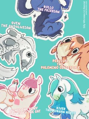 Silly Whinnies Horse Sticker Pack: Glittery Waterproof Decals for Laptops, Water Bottles
