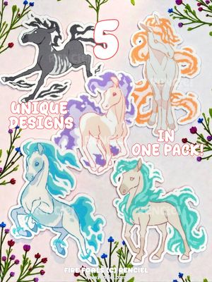 Fire Foals Horse Sticker Pack: Glittery Waterproof Decals for Laptops, Water Bottles