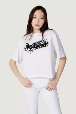 T-Shirt bianca Disclaimer logo zebrato