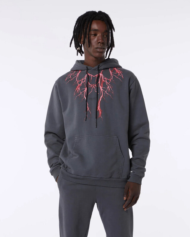 Felpa Phobia Archive grigia grafica fulmini washed rossi
