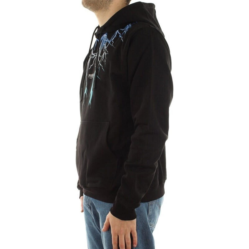 Felpa Phobia Archive nera fulmini washed blu e grigi