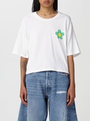 T-shirt  crop Amish art made flower e smiley