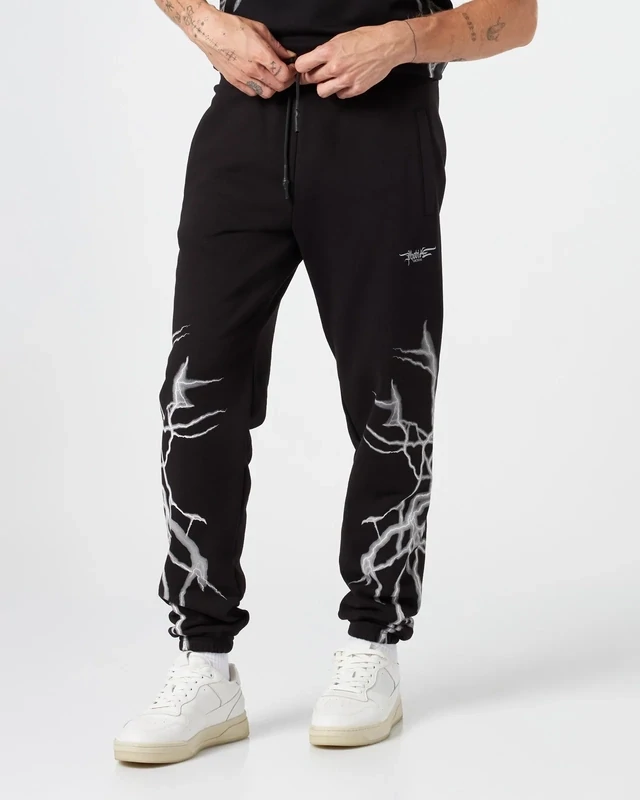 PANTALONI NERI CON FULMINI GRIGI