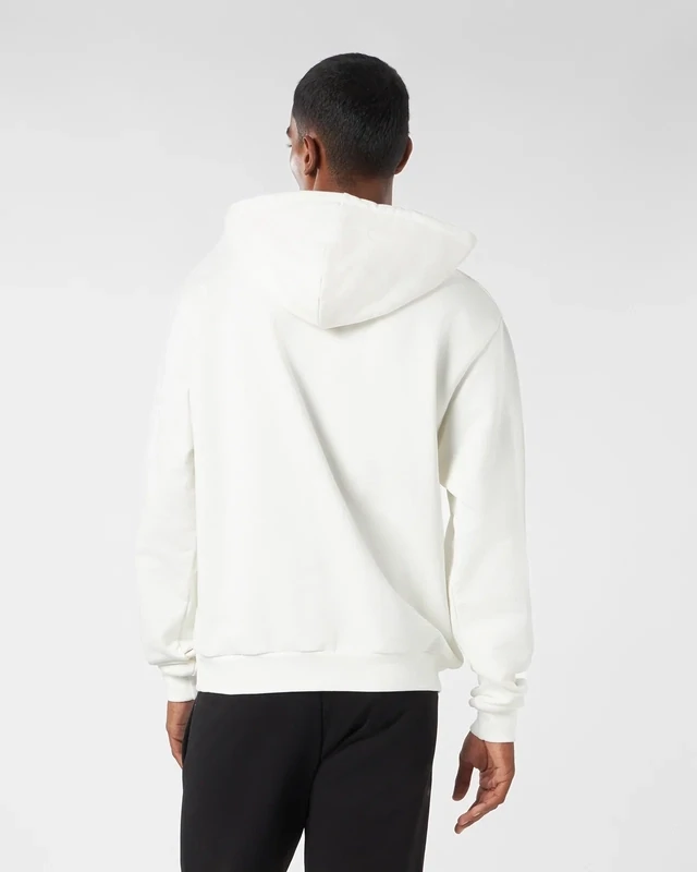 WHITE HOODIE WITH BLUE AND GREY LIGHTNING PRINT