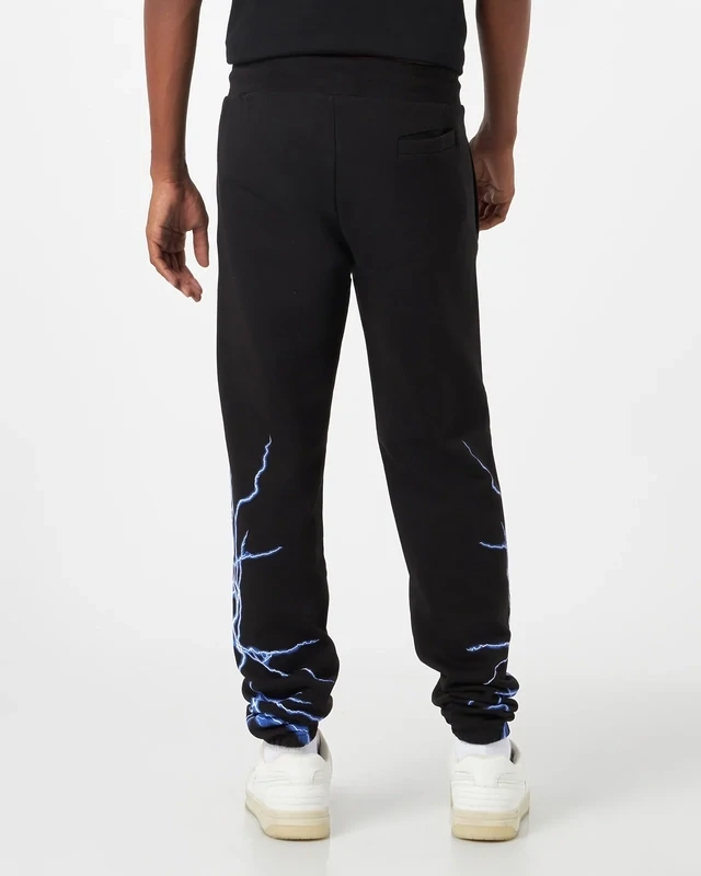 BLACK PANTS WITH BLUE LIGHTNING PRINT PHOBIA
