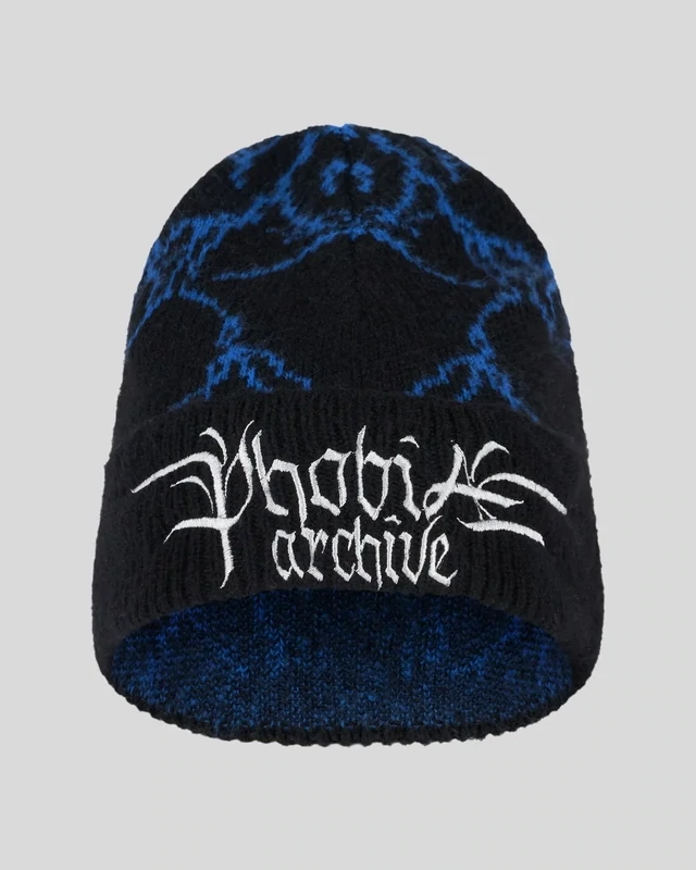 CAPPELLO NERO CON STAMPA LIGHTNING BLU