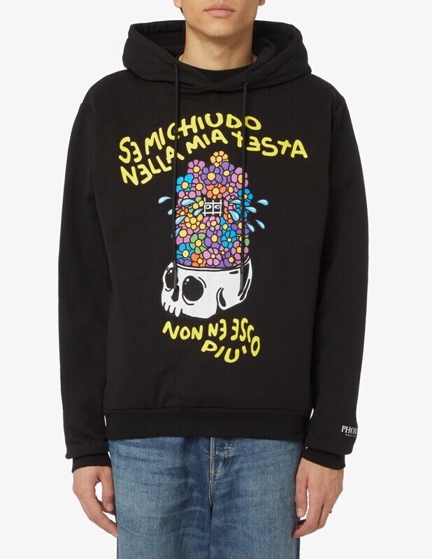 Felpa Phobia Archive nera skull flower