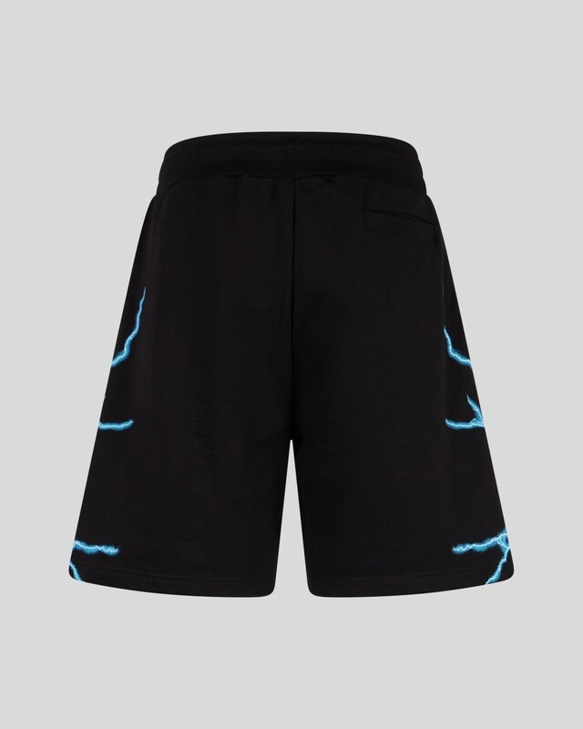 Phobia black shorts lateral Light Blue lighting print
