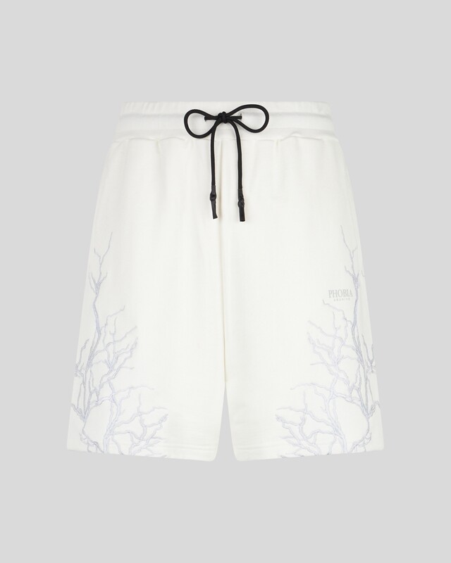 Phobia white shorts grey embroidery lighting