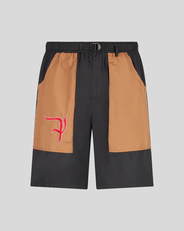 Phobia black cargo shorts with Gotic P