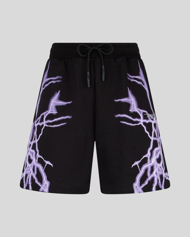Phobia black shorts lateral Purple lighting print