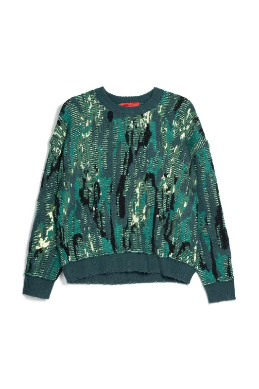 Acupuncture Pattern Sweater Mixed Green