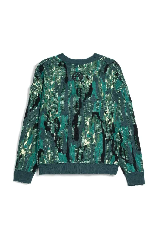 Acupuncture Pattern Sweater Mixed Green